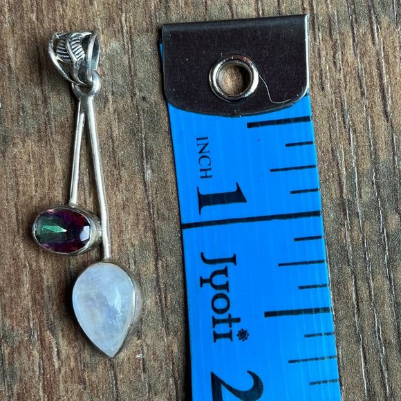 *Moonstone & Mystic Topaz* Unique Pendant | Silver Necklace | Asymmetrical, NWOT - Picture 7 of 10